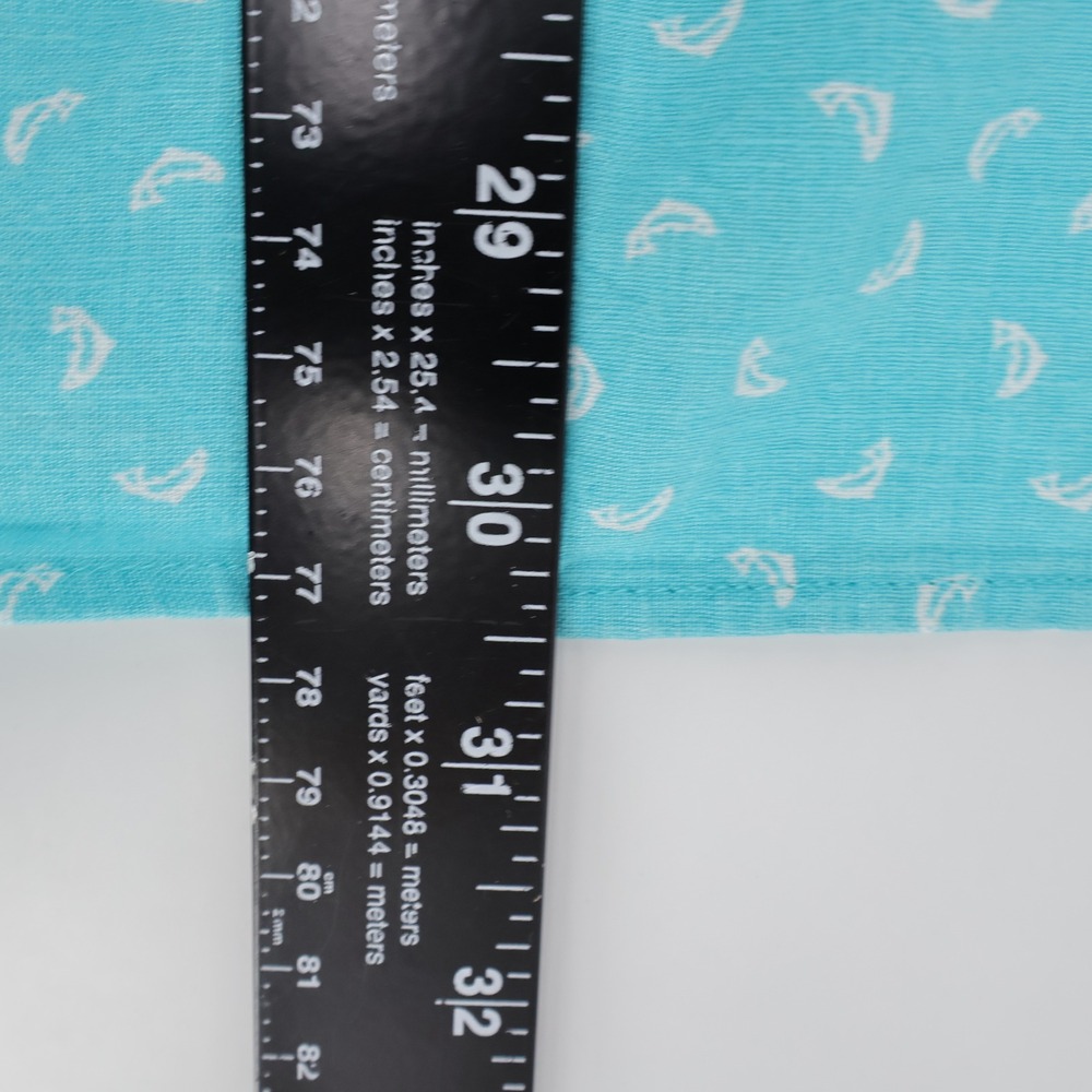 Southern Tide Linen Blend Short Sleeve Button Down Fish Paisley Teal Mens Medium - Picture 7 of 9